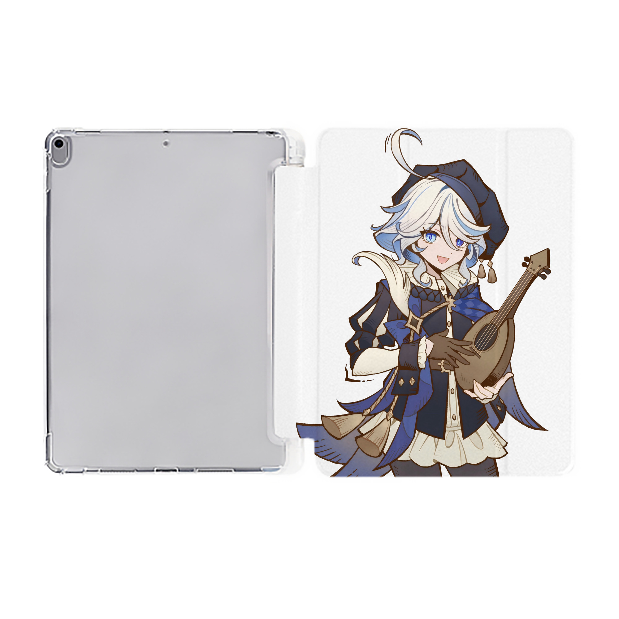 げんし神 フリーナ genshin Furina IPad ケース ペン収納付き 三つ折りスタンド PUレザー×シリコン 対応機種9.5/10.5/10.9インチ